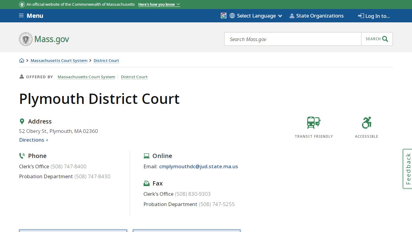 Plymouth District Court | Mass.gov