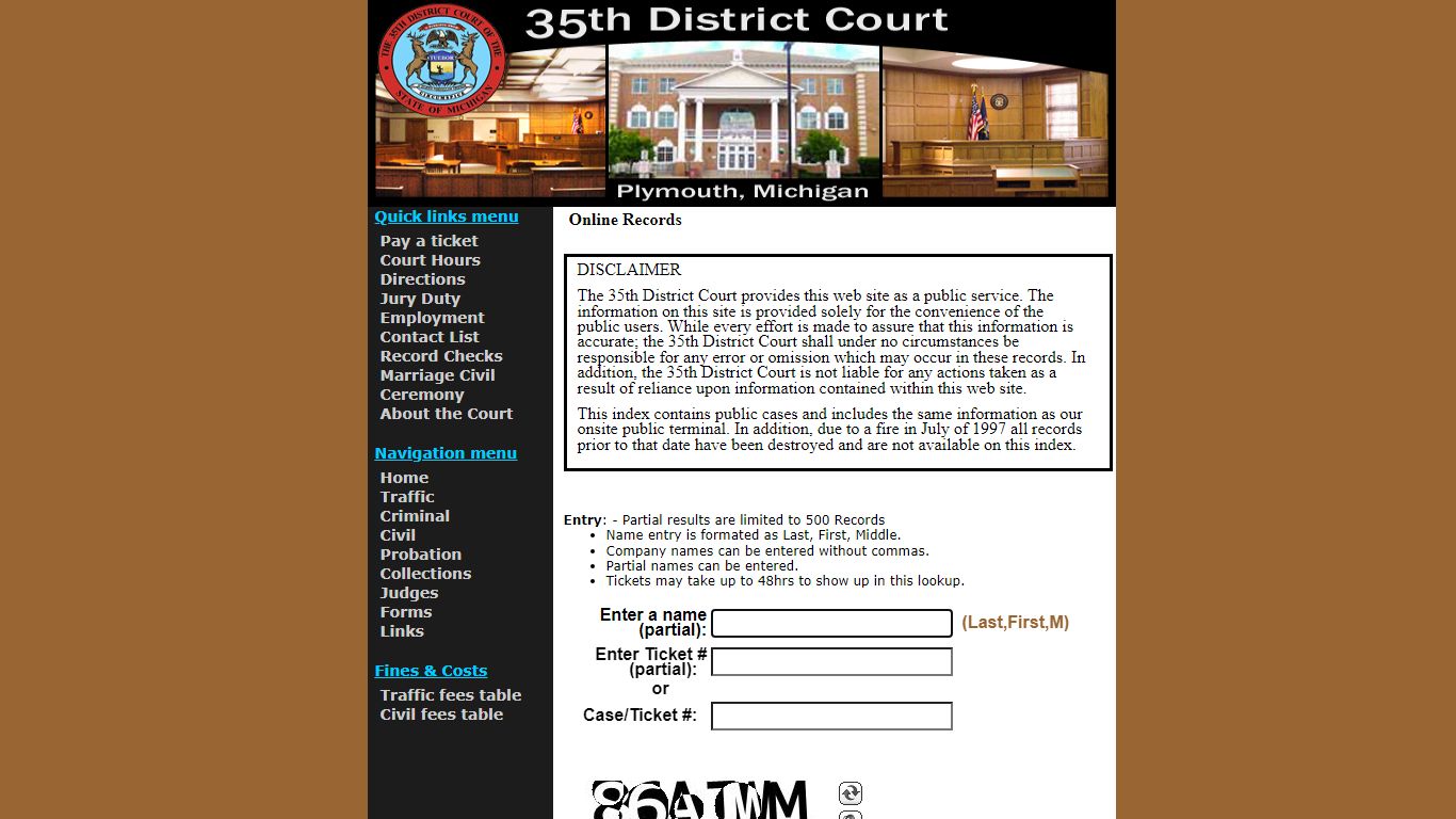 35th District Court Online Records