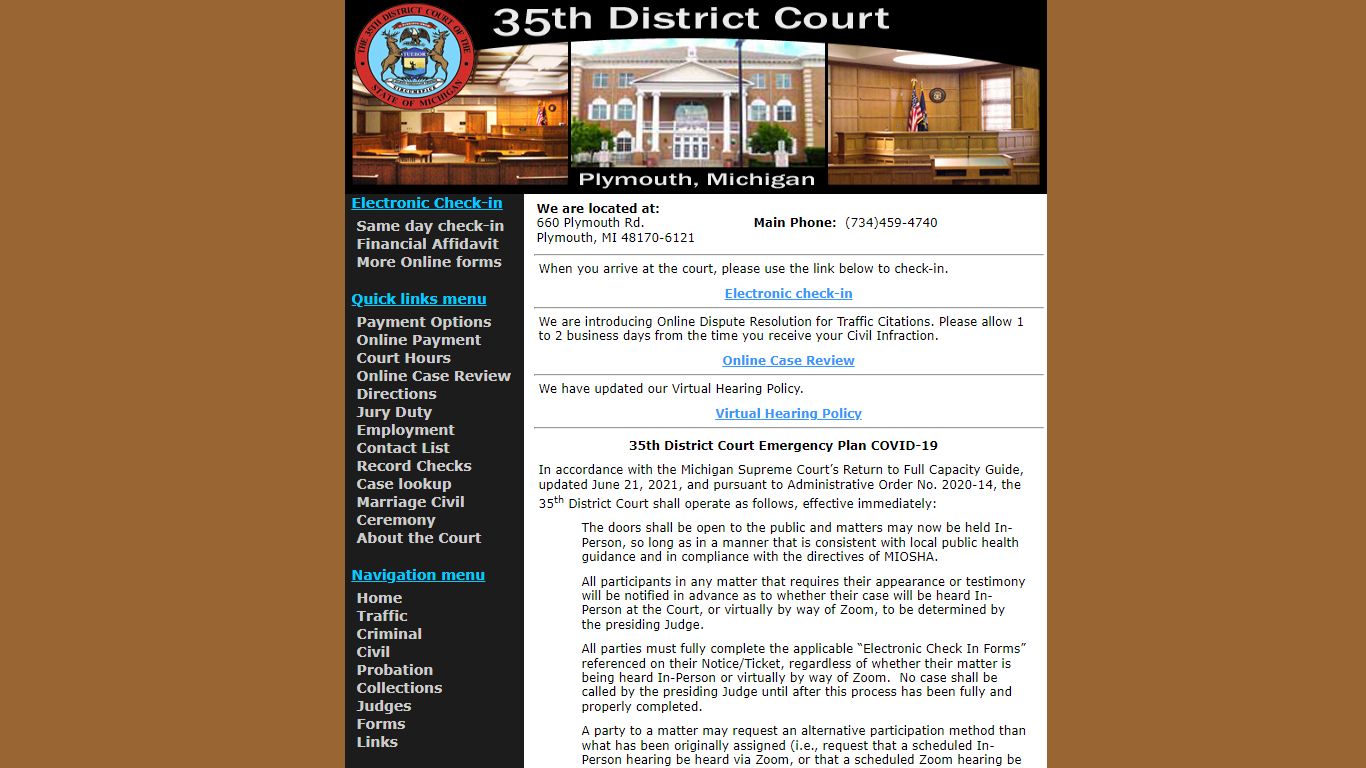 Home Page - 35th District Court, Plymouth, Michigan